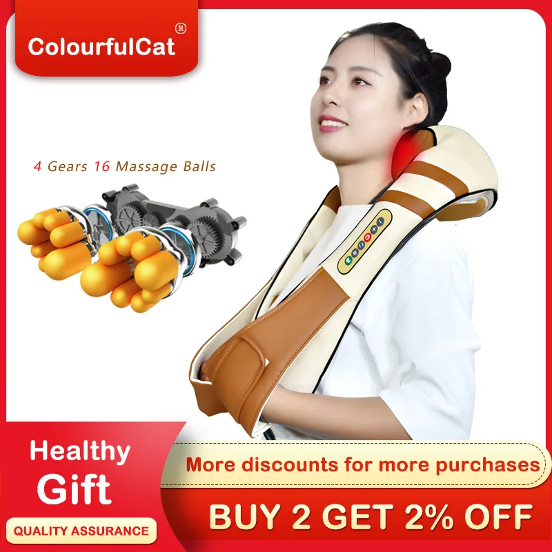  4D Electrical Shiatsu kneading Massage Body Neck and Back Massager Infrared Car Home Best Gift Heal