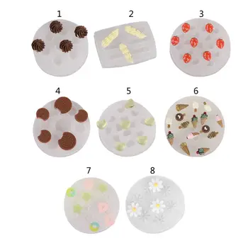 

Handmade Biscuit Dessert Food Mould Flower Heart Ice Cream Pendant Resin Casting Mold Jewelry Making Art Craft Tools