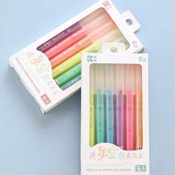 

Hk Morandi Flashing Oblique Tip Highlighter, Pearl Powder Student Hand Account Painting Large-Capacity Flashing Pen