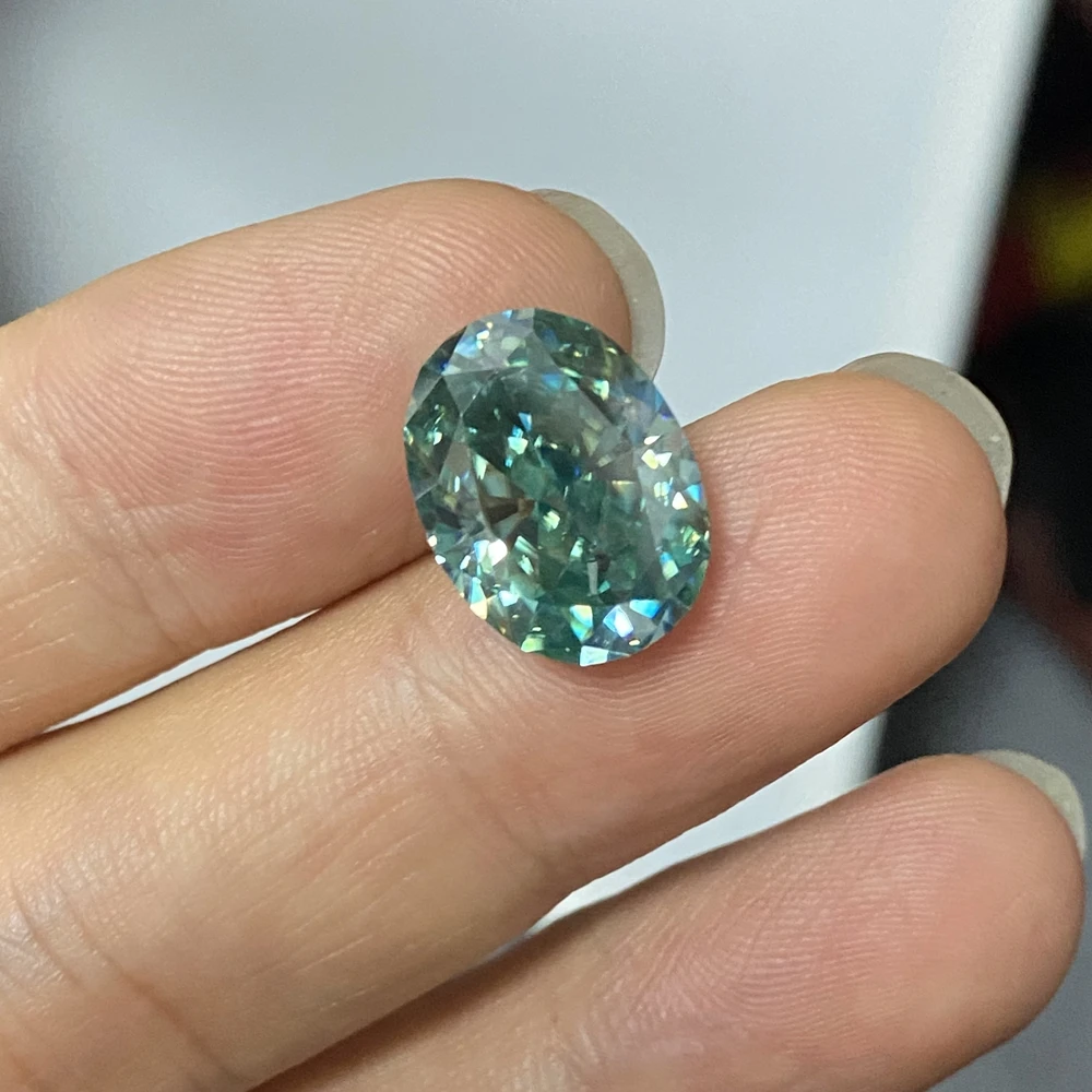 Meisidian VVS1 10x14mm 8 Karat Oval Paraiba Color Loose Gemstone Moissanite Iced Crushed Cut Diamond