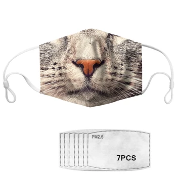 

Funny 3D Animal Mouth Mask Adults Breathbale Reusable Face Mouth Masks For Women/Men Maski With 7 Filter Activated Carbon 2020