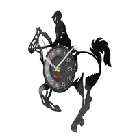 Horseback Riding Vinyl Record Wall Clock Equestrian Horse Race Art Timepieces Horseman Home Decor Equine Cheval Riding Gift 2