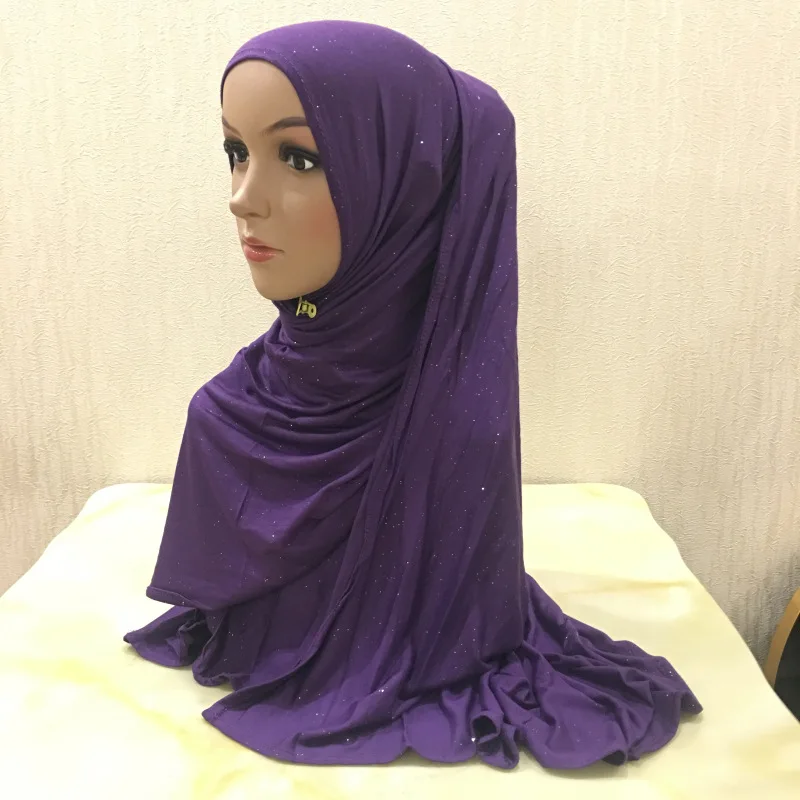 Может Палочки Цвета длинный шарф для мусульманки 170*70 см блеск Джерси-шарф