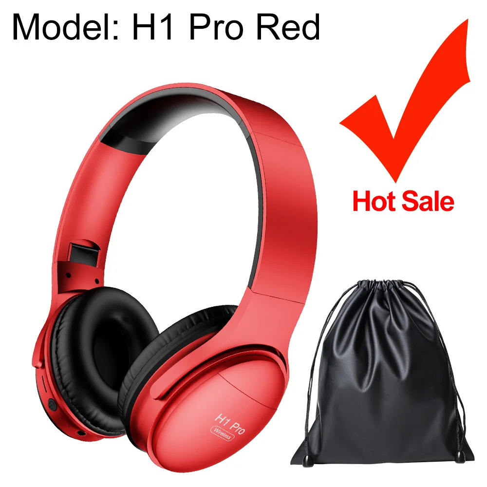 PTM беспроводные наушники Bluetooth гарнитуры над ухом складные наушники с микрофоном Bluetooth 5,0 - Цвет: H1 Pro Red