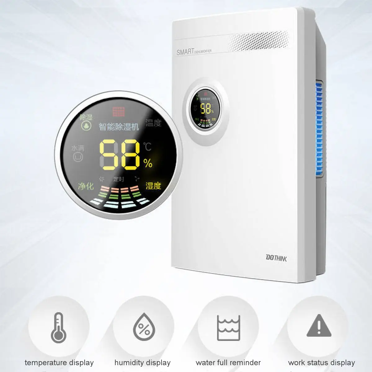  2200ml 220V Smart Dehumidifier LED Screen Air Conditioning Purification Dehumidifiers Air Dryer Mac - 4000228154279