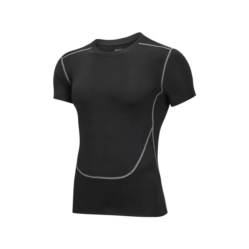 Высококачественная гимнастическая майка, спортивная одежда для фитнеса, мужские спортивные футболки с короткими рукавами, Спортивная футболка, футболка для бега, летняя акция - Цвет: Черный