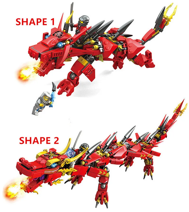 417Pcs Fire Dragon Knight Building Blocks Sets 2 Patterns Figures LegoINGLs Brinquedos Bricks Educational Toys for Children