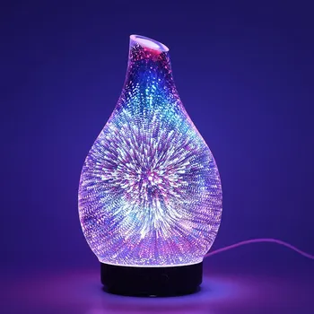 

Multicolor 3D Fireworks Glass Ultrasound Aroma Diffuser Essential Oil Diffuser Aromatherapy Humidifier 7 Color LEDs for Home