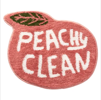 

Household Bathroom Floor Mat Anti-Slip Soft Water Absorption Cover for Bathing Room Doorway Cute Peach Shape Bath Mat