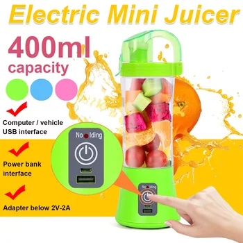 

Portable 400ml Juice Easy blender USB Juicer Cup Multi-function Fruit Mixer Six Blade Mixing Machine Smoothies Baby Food