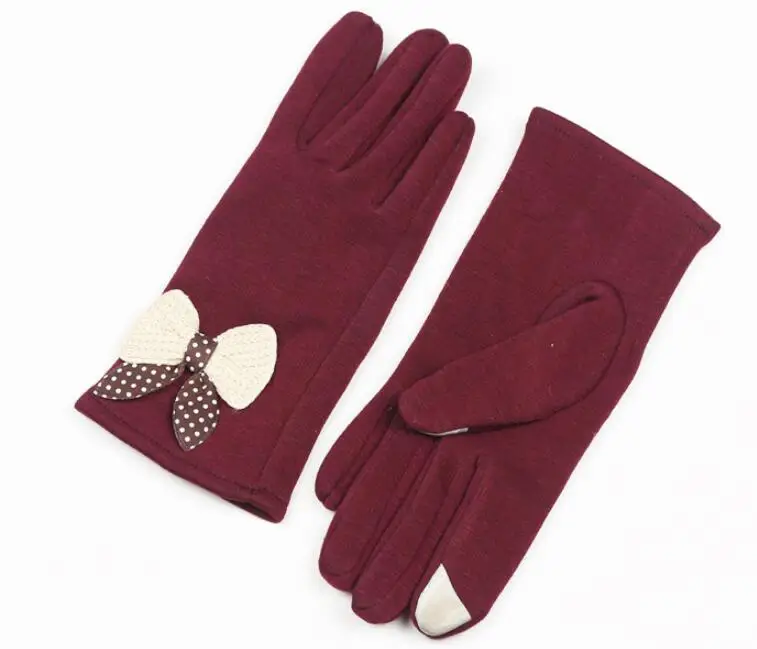 G154 Bow Dot Red YRRETY женские перчатки и варежки зимний теплый непродуваемый перчатки для вождения полный палец перчатки для сенсорного экрана длинные черные перчатки - Цвет: G154 Bow Dot Red