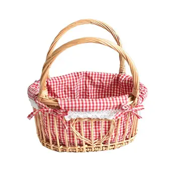 

1pc Rattan Woven Flower Basket Portable Wedding Flower Basket Decorative Dried Flower Storage Basket