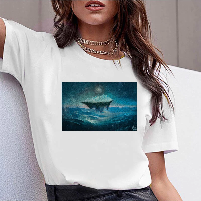 110848_T Shirt Casual O-Neck Short Sleeves Women T-shirt Hipster Cool Graphic Tee |