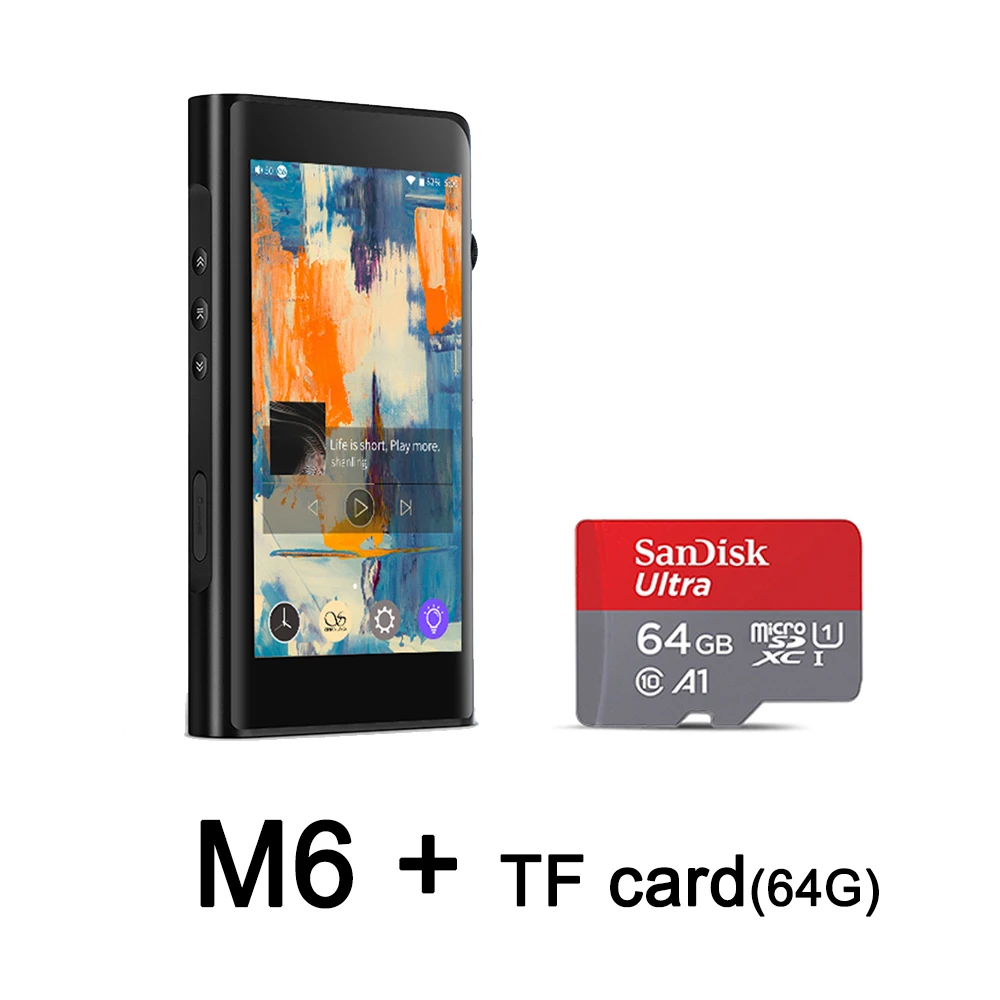 M6 and 64Gcard Shanling M6 двойной AK4495SEQ ОС Android сбалансированный Портативный музыкальный плеер MP3 восьмиядерных процессор Snapdragon 430CPU 4 Гб Оперативная память DSD25 2,5/3,5/4,4 мм - Цвет: M6 and 64Gcard
