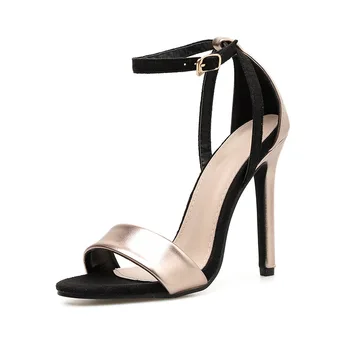 

Fashion Women's Mixed Color Sandals Stiletto High Heels Belt Buckle Pointed Toe New Arrival Women's Shoes
