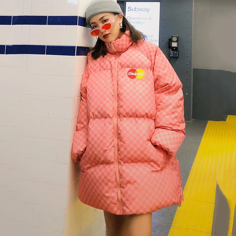 Милое женское уличное пальто, зимняя парка Harajuku, съемная свободная стеганая Длинная зимняя куртка с капюшоном для женщин