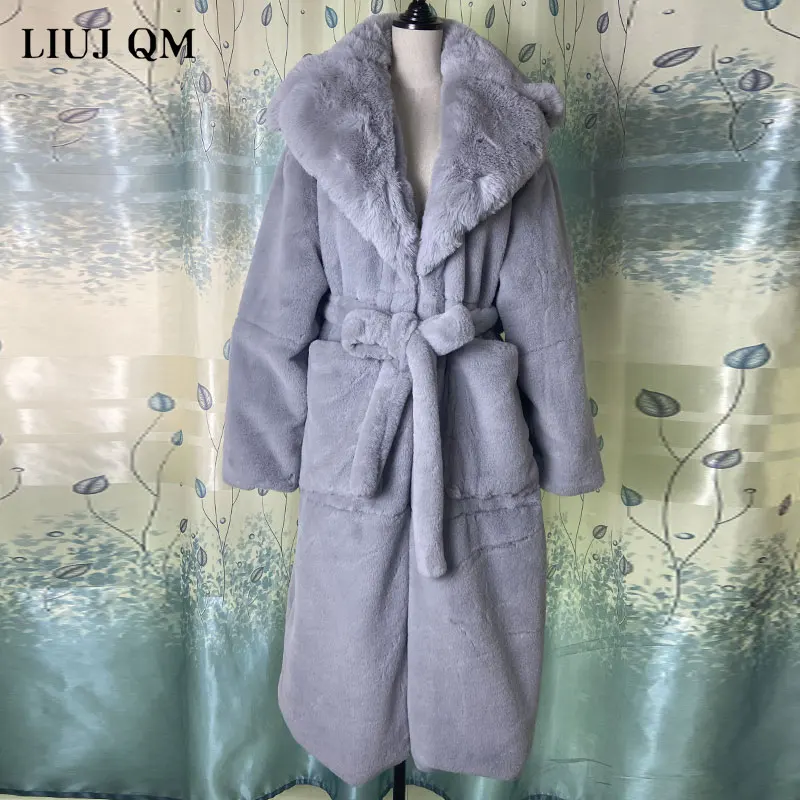 plus size Coat Winter Women Thick Warm X-Long Faux