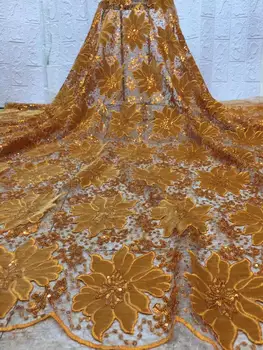 

2019 Sequins Velvet Lace Fabric High Quality African Lace Fabric Sfot French Lace Fabric For Wedding Daily Wea