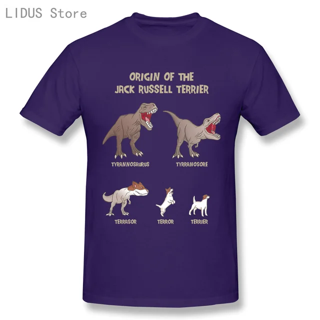 LIDUS Origin Of The Jack Russell Terrier Evolution History Meme Shirt Short Sleeved Tshirt Fashion Cotton T-shirt Tee Shirts Purple