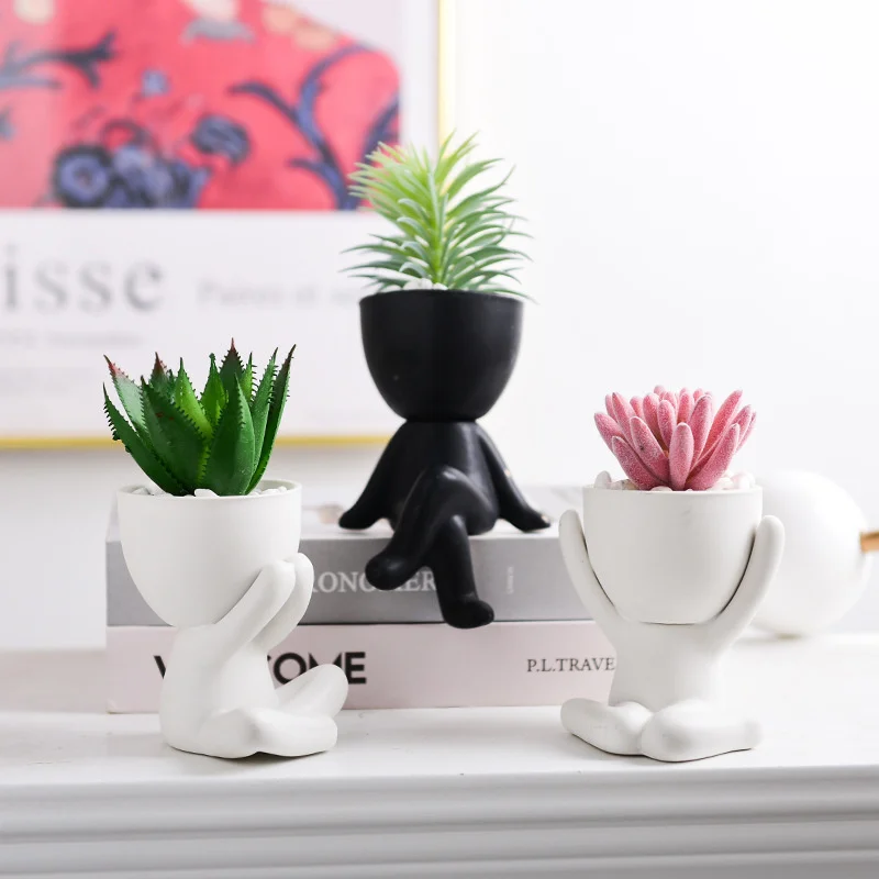 

Nordic Creative Simulation Abstract Villain Plant Potted Ornaments Home Adornment Interior Decoration Succulent Desktop Decorate