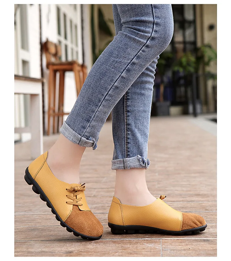 2019 New Leather Women Plus Size Sewing Flats Moccasins Loafers Ballet Flats Women Comfortable Soft Casual Shoes Ladies VT634 (16)