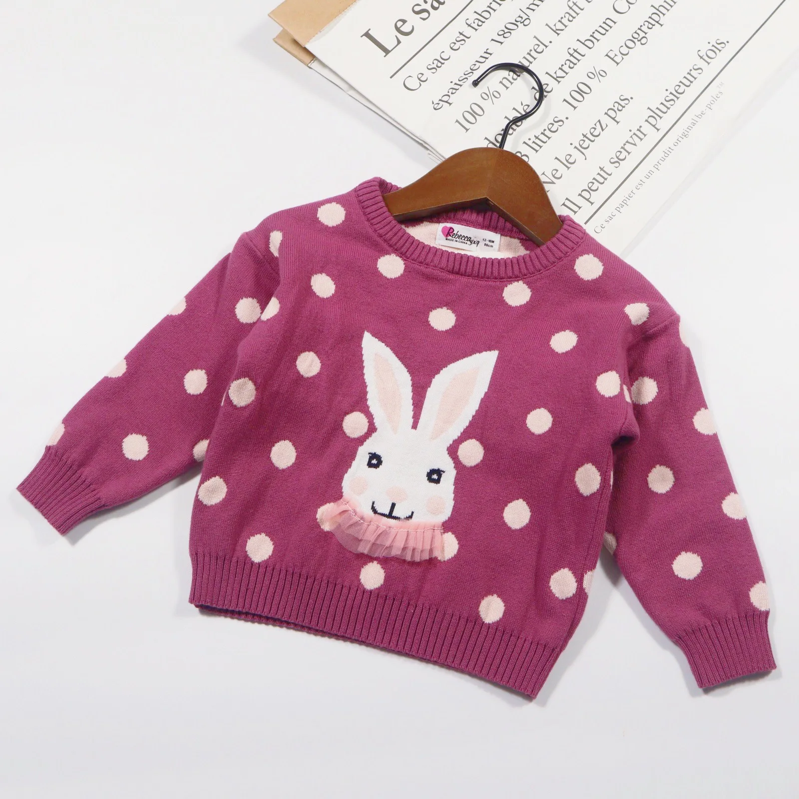

New Style 2019 Girls Knitted Double Layer Base Sweater Korean-style Baby Girls Bat Sleeve Sweater