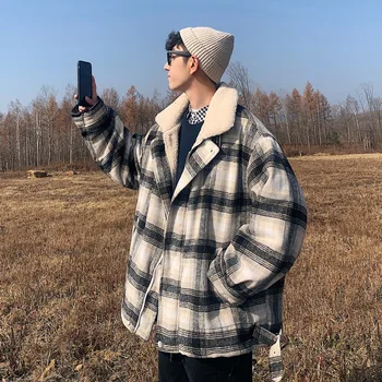 

Winter Thickened Lamb Fur Jacket Men Warm Fashion Parka Men Retro Casual Lapel Coat Man Wild Loose Cotton Jacket Male Clothes