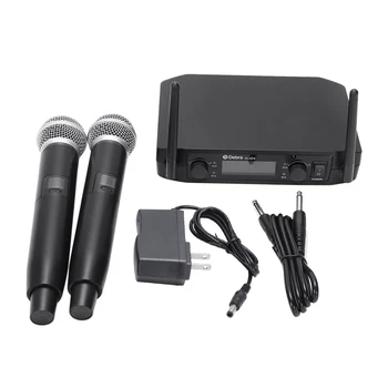 

Smart Fm Uhf Wireless Microphone 2 Cordless Handheld Mic Free Frequency For Meeting Pc Speaker Amplifier Us Plug