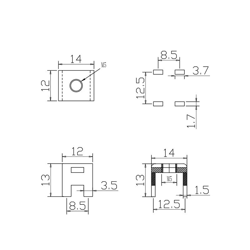 Control Panel Hardware High Current Straight Insert Fixed Seat Copper Connector PCB-46D M5 Combination Terminal