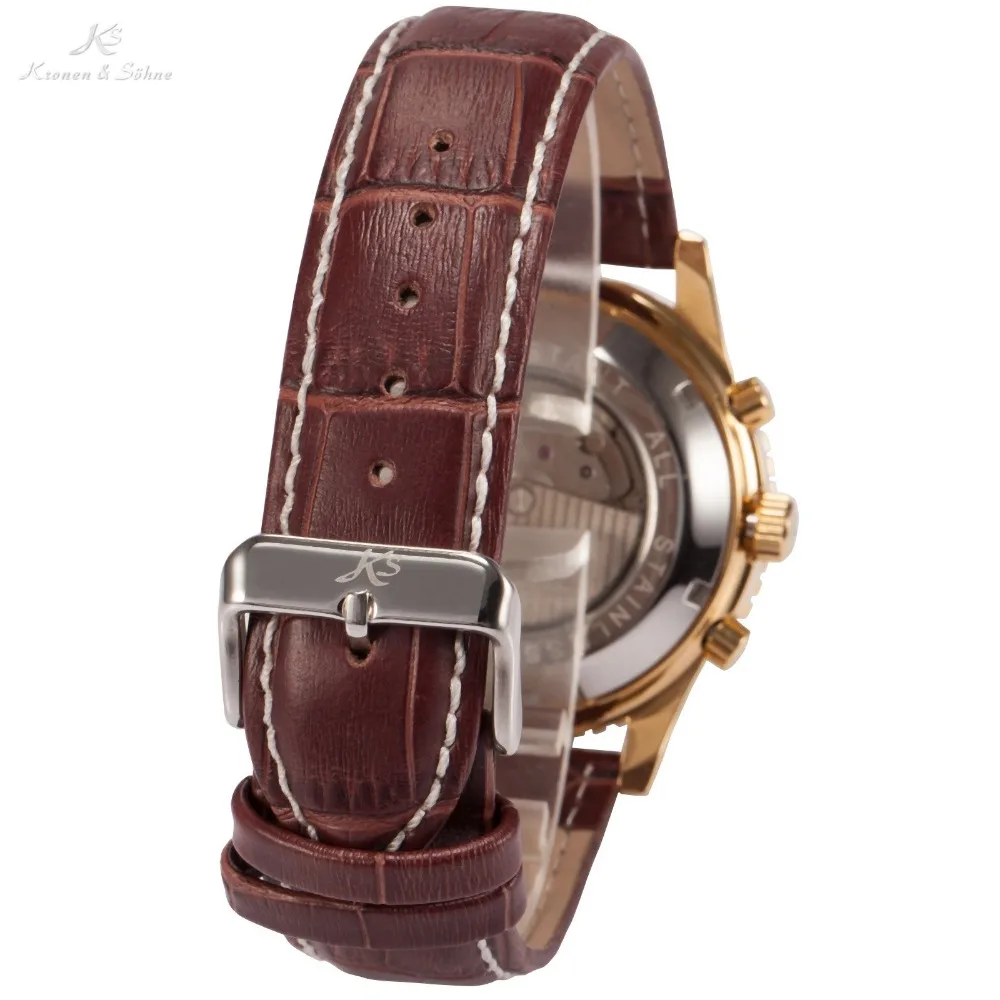 Ks Авиатор мужские часы модные подарочные часы с календарем автоматические механические коричневый кожаный ремешок повседневные роскошные часы Relogio Masculino