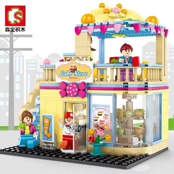 

Cake Dessert shop Mini Streetscape series Building Blocks Bricks Compatible with kennieinset Model toys Sembo 601059
