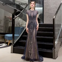 Новое поступление, элитное вечернее платье с длинным рукавом с крупным бисером, темно-синее вечернее платье, вечернее платье, Длинные вечерние платья