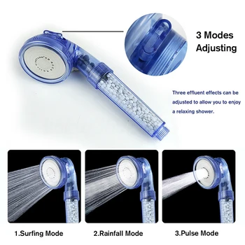 

3-Modes High Pressure Anion Hand Held Water Wall Shower Head Adjustable Showering Attachment Bathroom Fixtures
