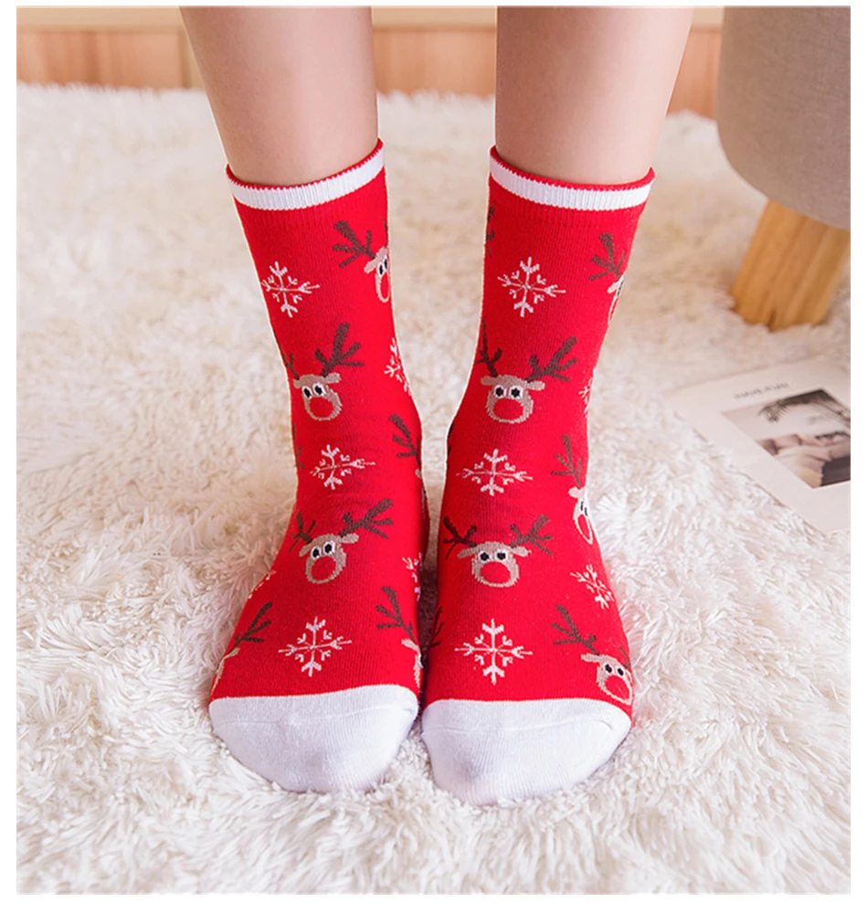 1 пара рождественских носков эластичные хлопковые носки для мужчин и женщин подарочные носки с изображением рождественской елки с изображением снежного лося, Прямая поставка