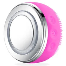 Красный 2 в 1, Очищающая щетка для лица, массажер для лица, горячий компресс, светодиодный светильник, терапия, скруббер для кожи, пластик, Соник, очищающее средство для пор, водонепроницаемый