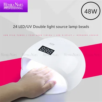 

48W Nail Lamp Infrared intelligent induction 24 LED/UV Double light source lamp beads Intelligent display time