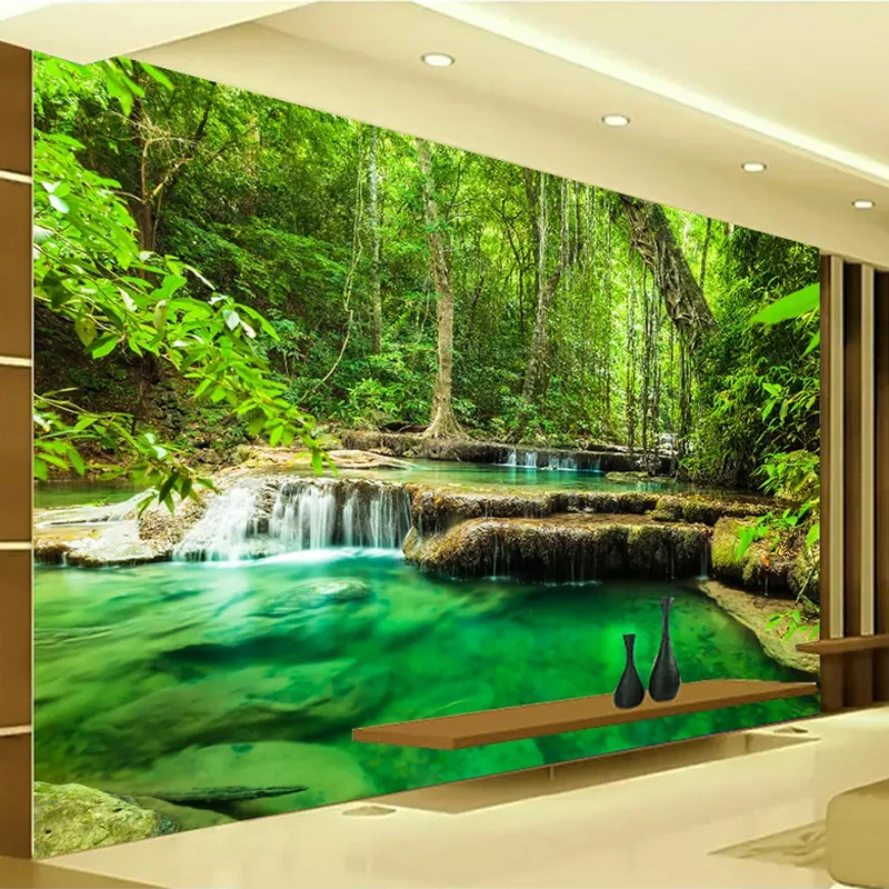 

Drop Shipping Custom 3D Photo Wallpaper Green Forest Scenery Large Wall Painting Background Wall Mural Papel De Parede 3D