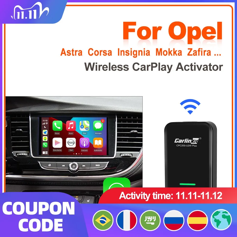 Carlinkit 3.0 Wireless CarPlay Adapter for Opel ADAM KARL Astra Corsa Insignia Ampera-e Crossland X Mokka Zafira Combo Grandland
