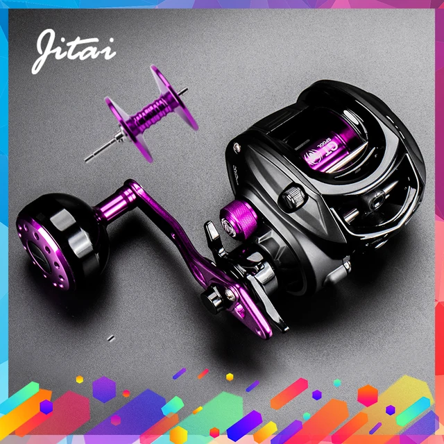 US $30.93 JITAI Baitcasting Fishing Reel Stainless Steel 12BBs 92MM Extended Handle Knob 8KG Carbon Fiber Dra