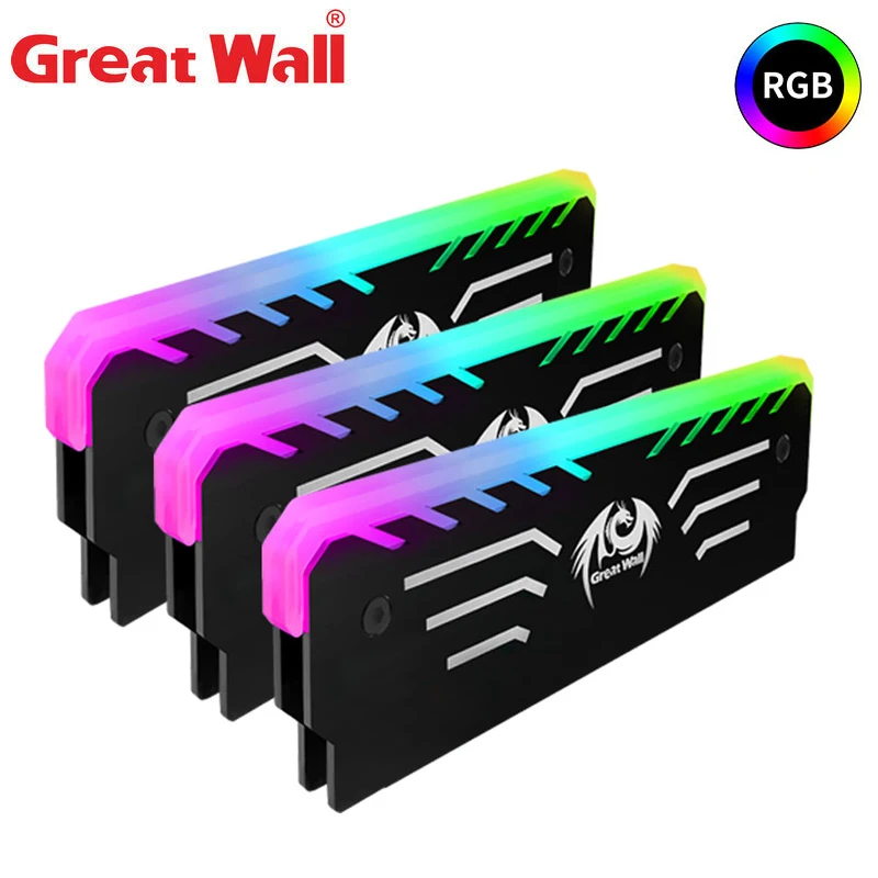 

Great Wall 3PIN Memory Cooling Vest 256 RGB Automatic Light Radiator CPU Cooler Aluminum Heatsink for Computer RAM DDR3 DDR4