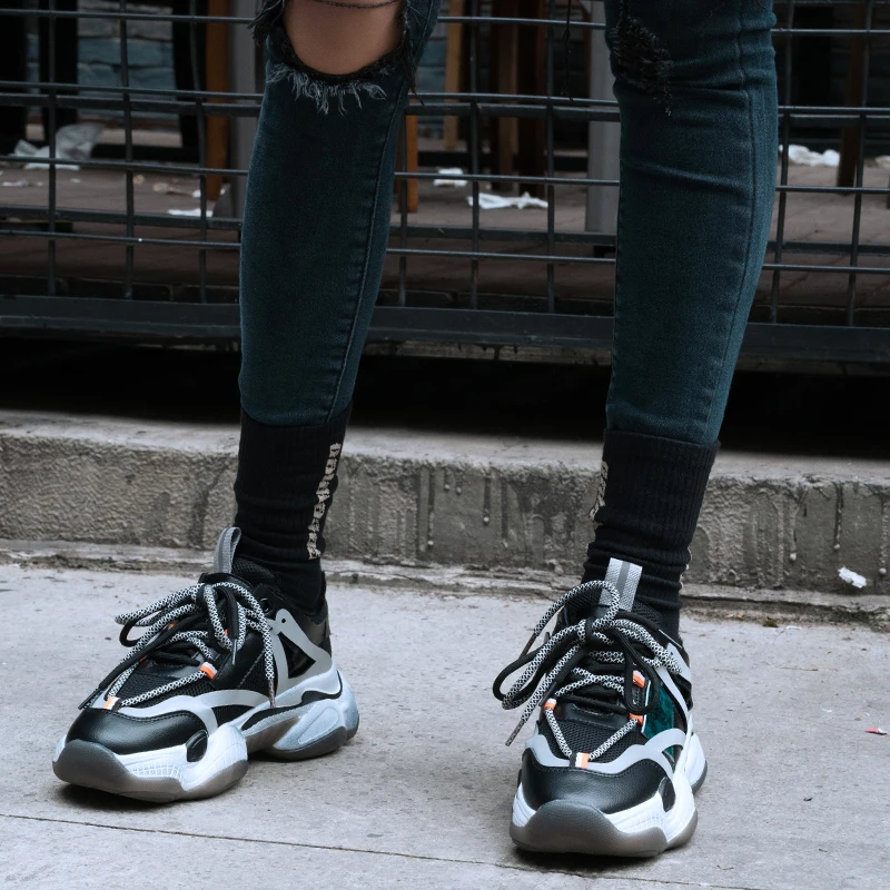Buono Scarpe/женские кроссовки на платформе; женская спортивная обувь из натуральной кожи; женская повседневная обувь на шнуровке; chaussures femme; релективная обувь