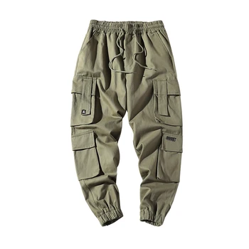 

Men Embroidered Multi-Pocket Tooling Pants Male Casual Loose Retro Long Pants Men's Hip Hop Fashion Fat Plus Fertilizer Trousers