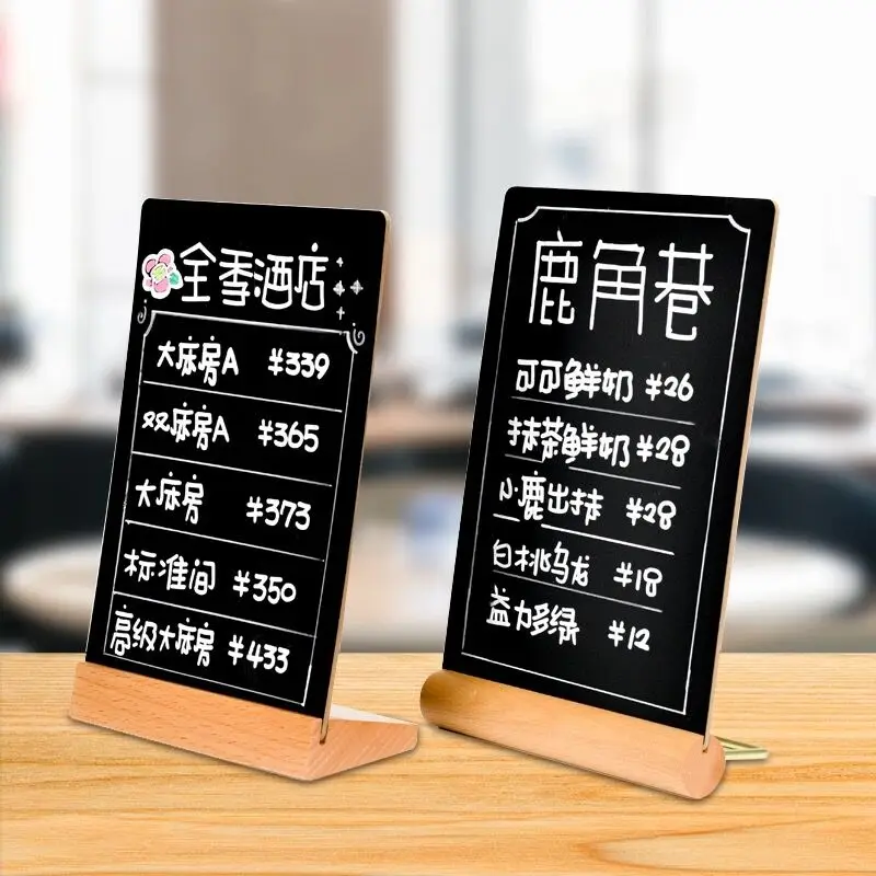 A5 DIY Wood Base Memo Board Chalkboard Countertop Home Restaurant Menu Message Board Sign Holder Display Stand business notice board decor open closed sign for front door porch the wood outdoor and signs