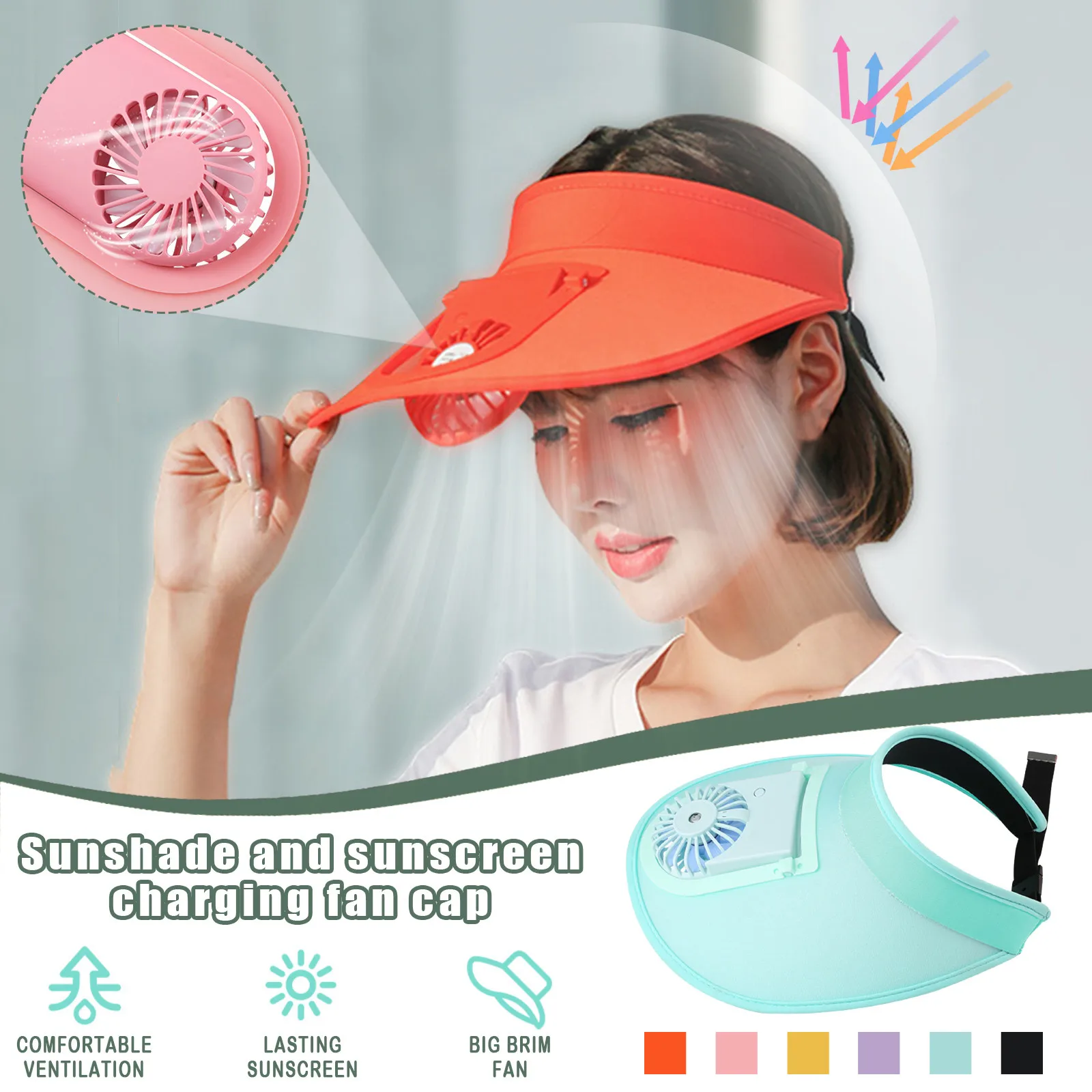 Ventilatore di ricarica Usb sport cappelli da sole cappello da donna cappello  da uomo visiera regolabile protezione Uv Top Tennis vuoto Golf Running  protezione solare # T3G|Tennis Caps| - AliExpress