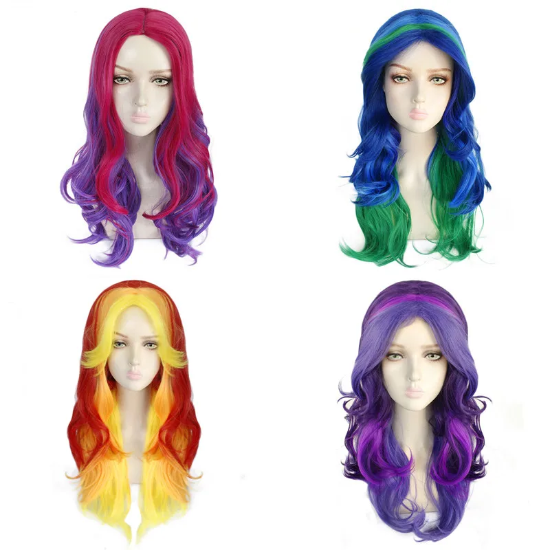 

Ebingoo Long Body Wave Mutil Color Wig Rainbow Colored Wigs Heat Resistant Synthetic Cosplay Wig for Women