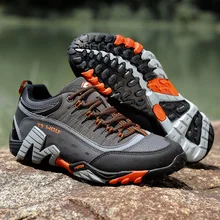 Пара уличных треккинговых ботинок для мужчин, водонепроницаемые, дышащие, для охоты, треккинга, брендовые, из натуральной кожи, спортивные, альпинистские кроссовки