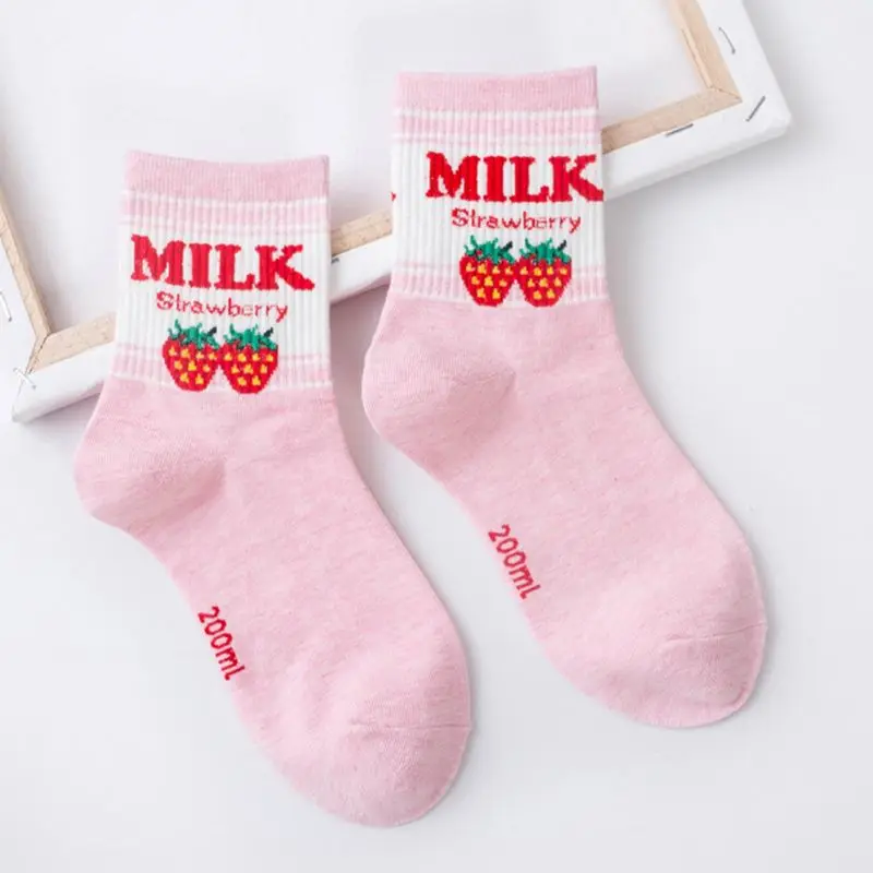 5 пар/уп. мягкие хлопковые короткие носки новые спортивные носки с бананом, молоком, клубникой