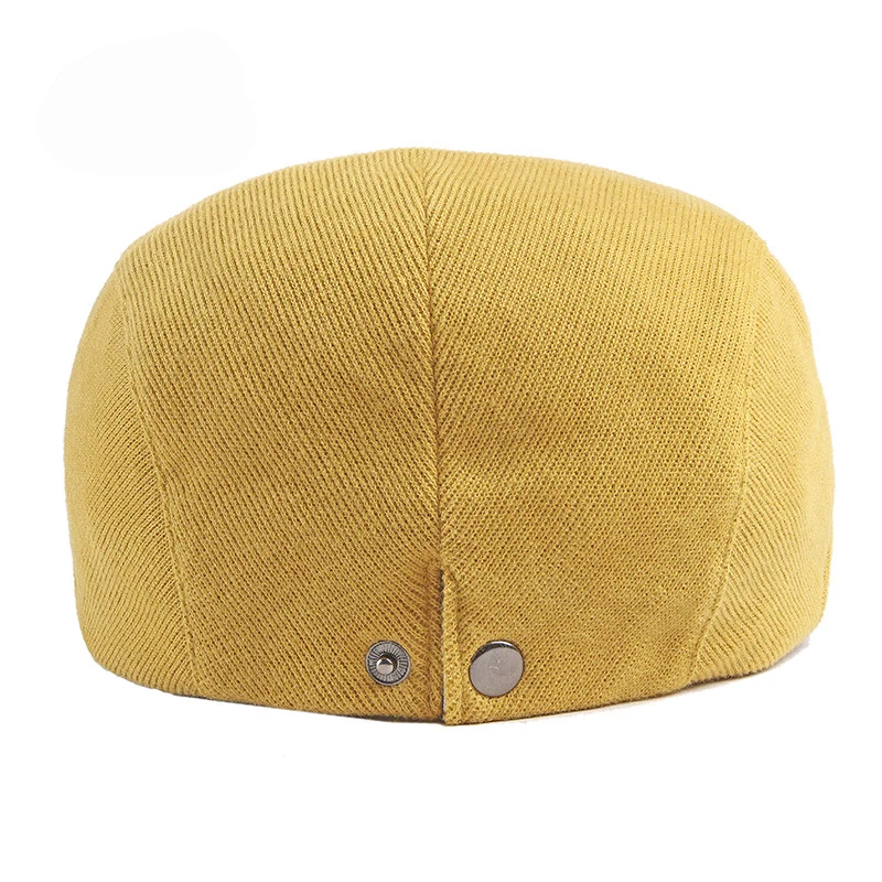 Spring Autumn Berets Hat Men knitting Visor Cap Casual Fashion Women Beret Solid Yellow Blue Peaked Flat Cap Duckbill Hat beret hat,woolen beret