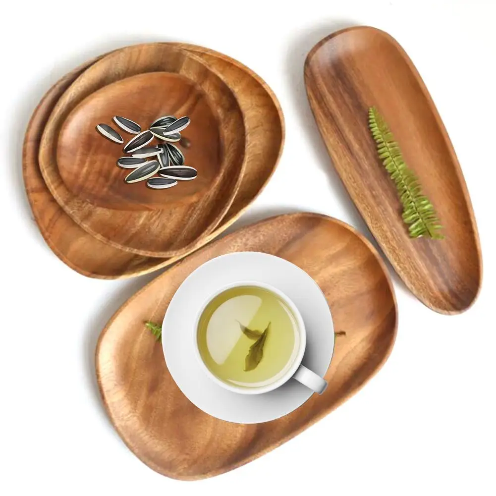 

Irregular Acacia Wood Plate Special-shaped Solid Wood Tray Sushi Cake Plate Wooden Kitchen Plate For Home