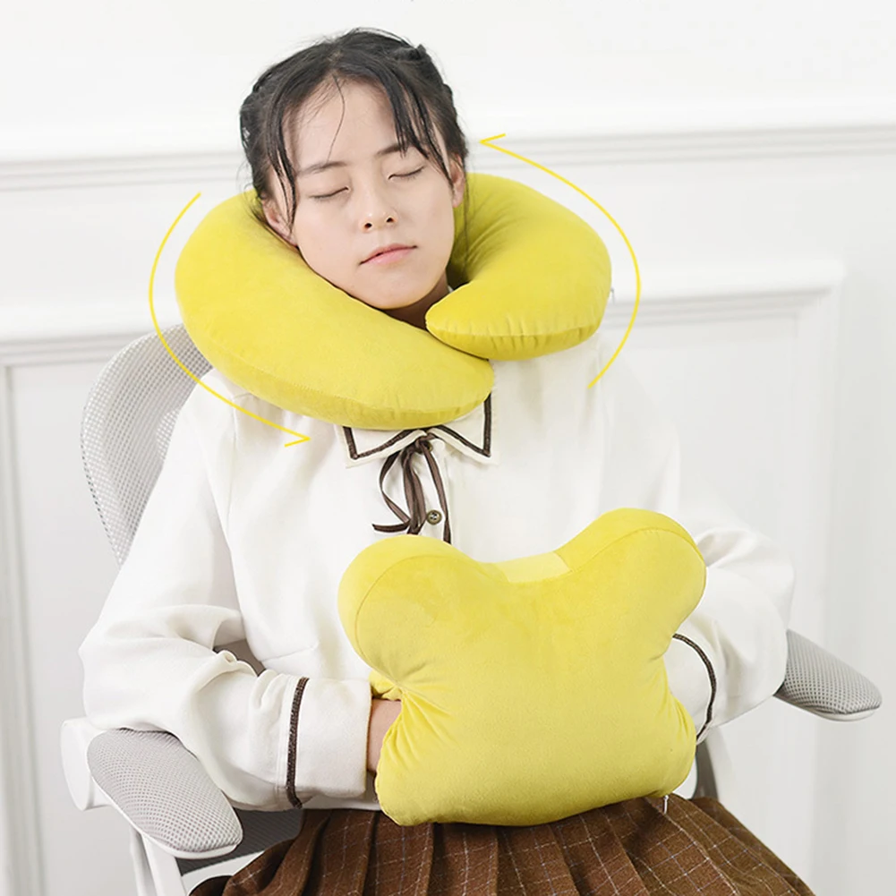 2 in 1 U Shape Detachable Portable Travel Neck Support Pillow Cushion Headrest